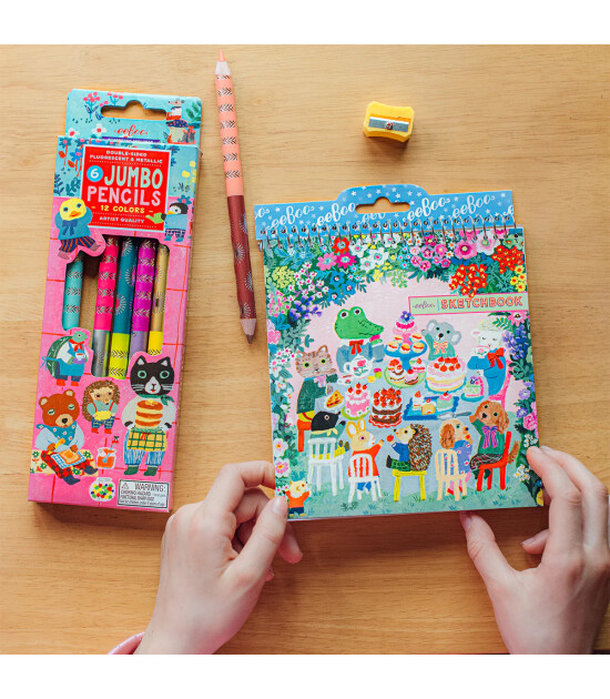 Eeboo &Ccedil;ift U&ccedil;lu Jumbo Kuru Boya Kalemi (12 Renk) // Sweet Celebration