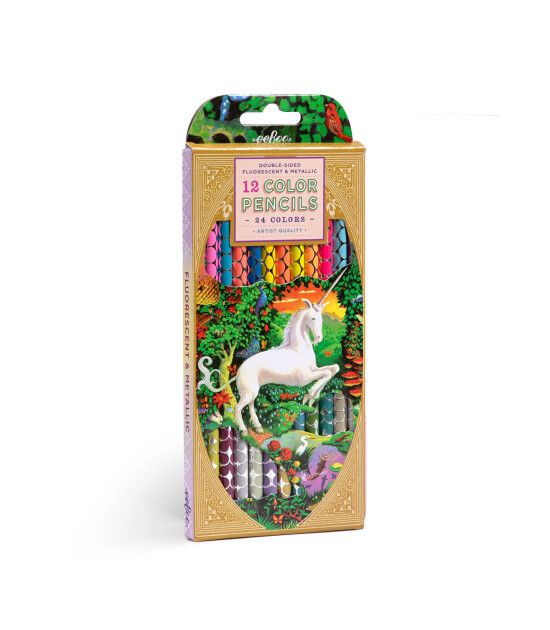 Eeboo &Ccedil;ift U&ccedil;lu Kuru Boya Kalemi (24 Renk) // Unicorn Garden