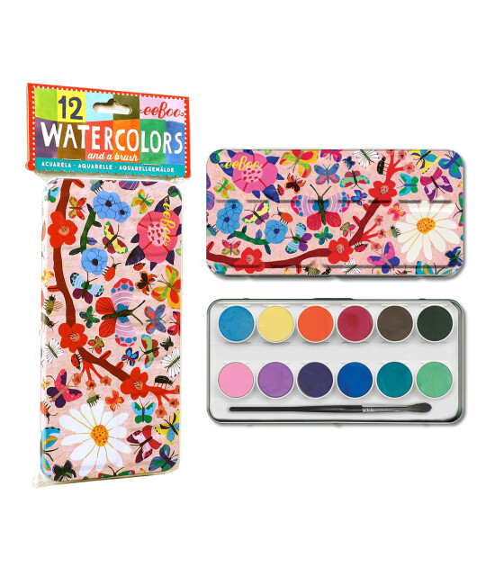 Eeboo Teneke Kutulu Suluboya (12 Adet ) // Butterflies