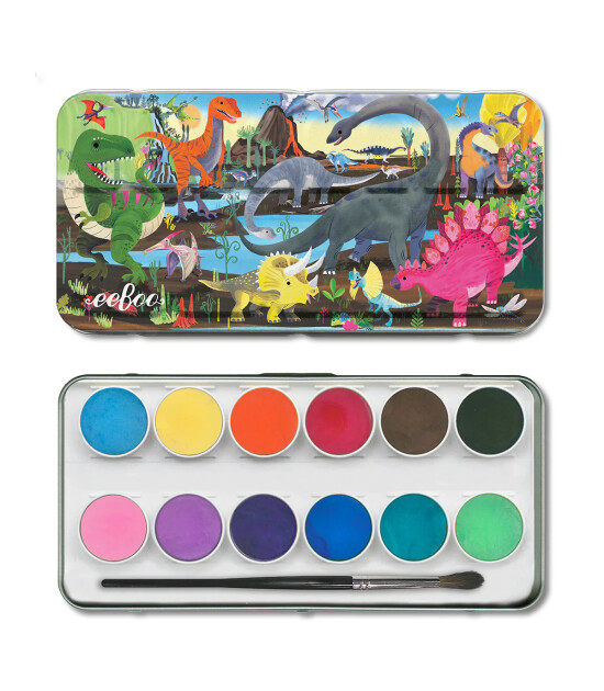 Eeboo Teneke Kutulu Suluboya (12 Adet ) // Dinosaur