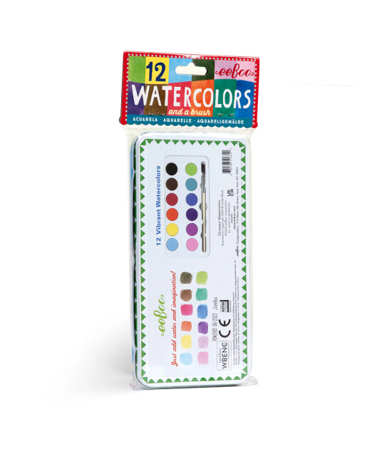 Eeboo Teneke Kutulu Suluboya (12 Adet ) // Dinosaur