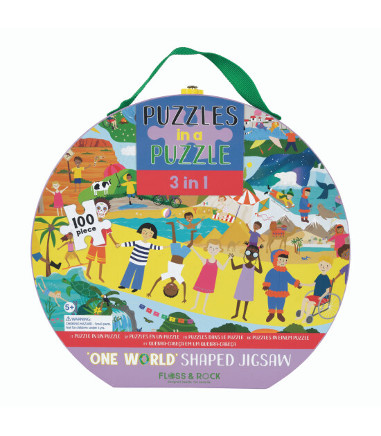 Floss & Rock 3'ü 1 Arada Puzzle // One World ( 100 Parça)