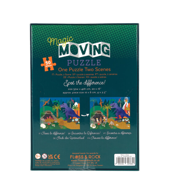 Floss & Rock Magic Moving Puzzle // Dino (50 Par&ccedil;a)