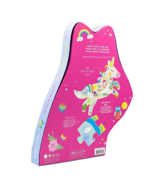 Floss & Rock Shaped Puzzle // Rainbow Unicorn (40 Parça)