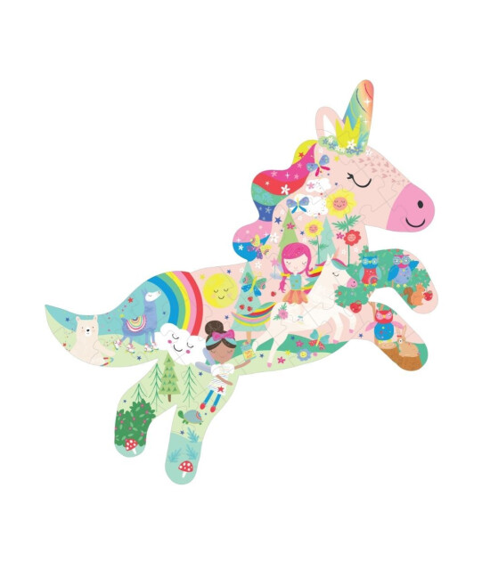 Floss & Rock Shaped Puzzle // Rainbow Unicorn (40 Parça)