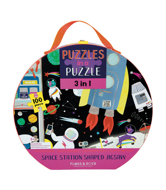 Floss & Rock 3'ü 1 Arada Puzzle // Space (100 Parça)