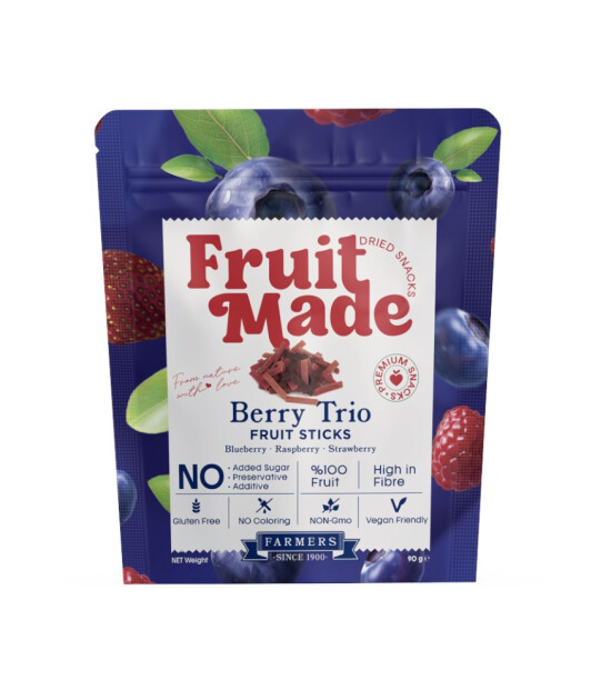 Fruitmade Berry Trio Karışık Kurutulmuş Meyve Çubukları (Yaban Mersini&Ahududu&Çilek) (90 gr)