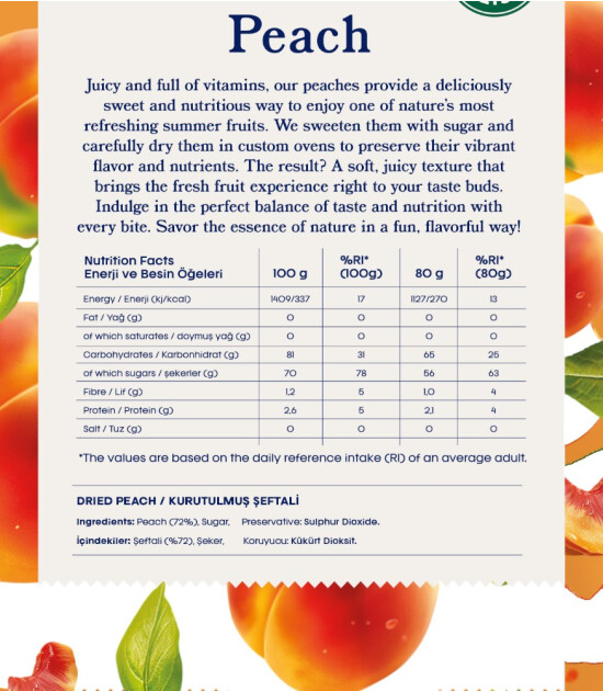 Fruitmade Kurutulmuş Şeftali (80 gr)