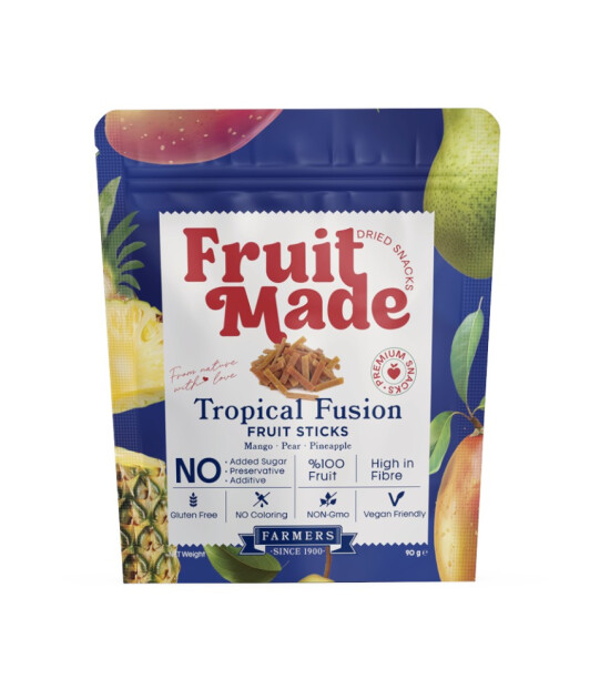 Fruitmade Tropical Fusion Karışık Kurutulmuş Meyve Çubukları (Mango&Armut&Ananas) (90 gr)
