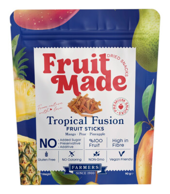 Fruitmade Tropical Fusion Karışık Kurutulmuş Meyve Çubukları (Mango&Armut&Ananas) (90 gr)