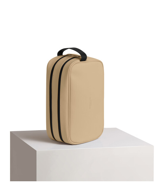 Gaston Luga Spläsh Toiletry Double Zipped Bag // Latte