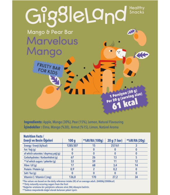 Giggleland Meyve Bar Set (5 Adet) (20 gr) // Mango & Armut