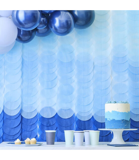 Ginger Ray - Backdrop Tissue Paper Discs Blue Ombre - Mavi Tonlar Arka Fon