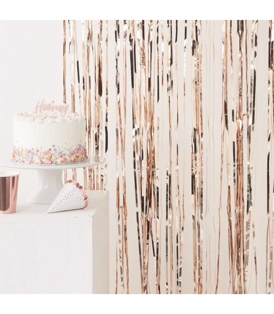 Ginger Ray - Fringe Curtain Rose Gold - Pembe Altın Arka Fon