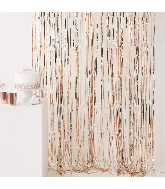 Ginger Ray - Fringe Curtain Rose Gold - Pembe Altın Arka Fon