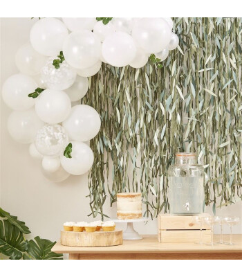 Ginger Ray Yaprak Dekorlu Beyaz Balon Zinciri