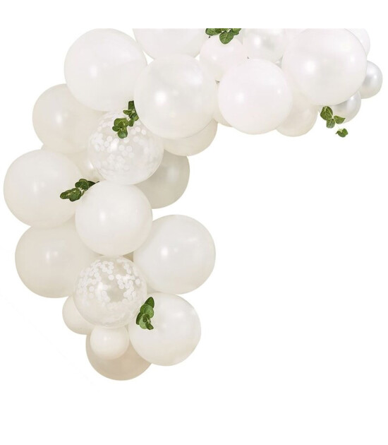 Ginger Ray Yaprak Dekorlu Beyaz Balon Zinciri