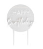 Ginger Ray - Cake Topper - Happy Birthday Double Layered Acrylic - Clear & White - Happy Birthday Ak