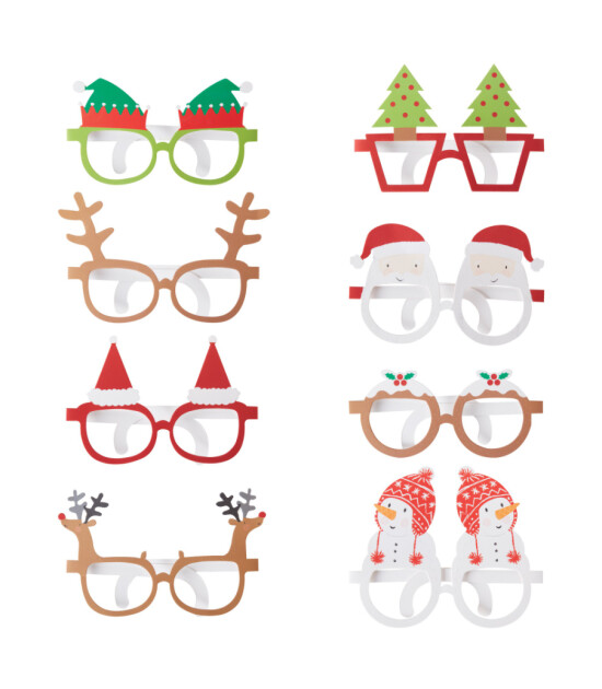 Ginger Ray - Novelty Christmas Glasses - Yeni Yıl Gözlükleri (8'li)
