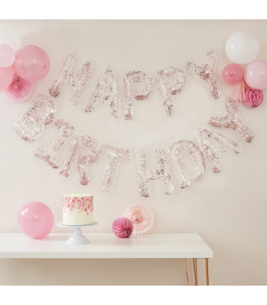 Ginger Ray Konfetili Happy Birthday Balonlar