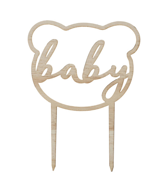 Ginger Ray Ahşap Baby Shower Pasta Süsü // Teddy Bear