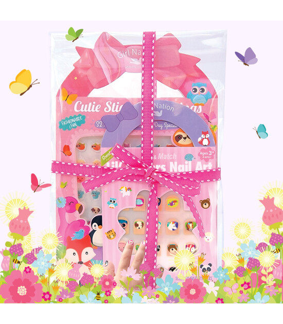 Girl Nation Cutie Sticker Küpe ve Tırnak Hediye Set // Animal Friends