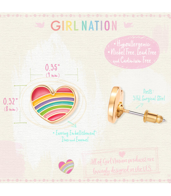 Girl Nation Cutie Küpe // Rainbow Heart