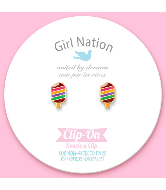 Girl Nation Clip On Klipsli Küpe // Rainbow Pop