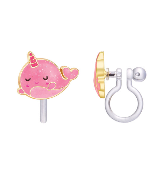 Girl Nation Clip On Klipsli Küpe // Glitter Pink Narwhal