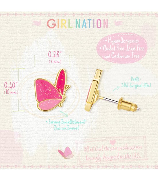 Girl Nation Cutie Küpe // Glitter Butterfly