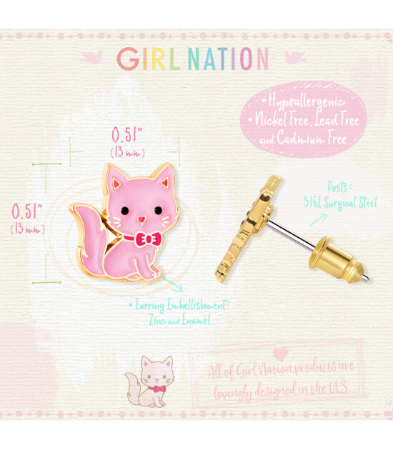 Girl Nation Cutie Küpe // Kitty Pink