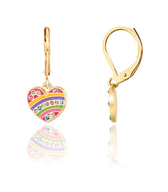 Girl Nation Lever Back Damla Küpe // Crystal Rainbow Heart
