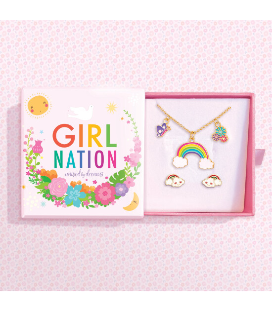 Girl Nation Kolye ve Küpe Hediye Set // Cloud Luvs Rainbow
