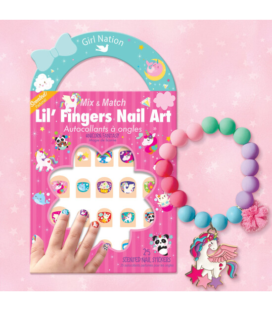 Girl Nation Charming Whimsy Bileklik ve Tırnak Sticker Hediye Set // Magical Unicorn