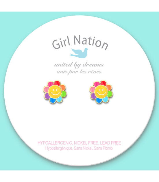 Girl Nation Cutie Küpe // Rainbow Happy Flower