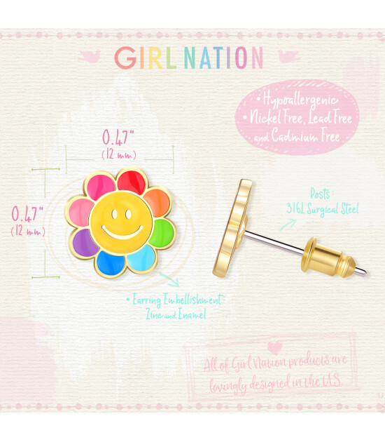 Girl Nation Cutie Küpe // Rainbow Happy Flower
