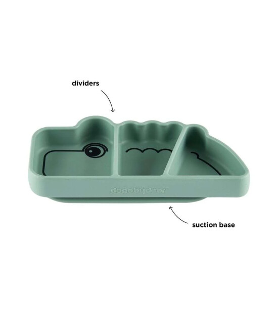 Done by Deer Vakumlu B&ouml;lmeli Silikon Tabak // Croco - Yeşil