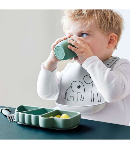 Done by Deer Vakumlu B&ouml;lmeli Silikon Tabak // Croco - Yeşil