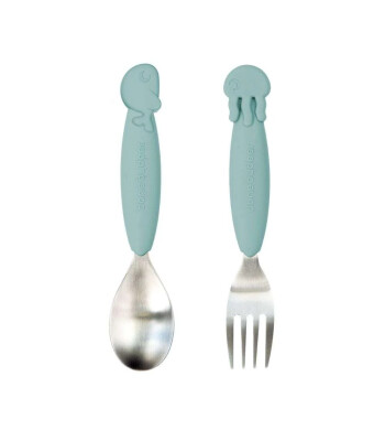 Done by Deer Paslanmaz Çelik Çatal Kaşık Seti // Sea Friends -  Mavi