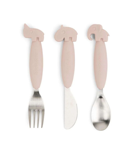Done by Deer Paslanmaz &Ccedil;elik &Ccedil;atal Kaşık Bı&ccedil;ak Seti // Deer Friends - Pembe