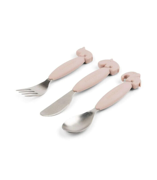 Done by Deer Paslanmaz &Ccedil;elik &Ccedil;atal Kaşık Bı&ccedil;ak Seti // Deer Friends - Pembe