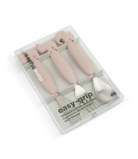 Done by Deer Paslanmaz &Ccedil;elik &Ccedil;atal Kaşık Bı&ccedil;ak Seti // Deer Friends - Pembe