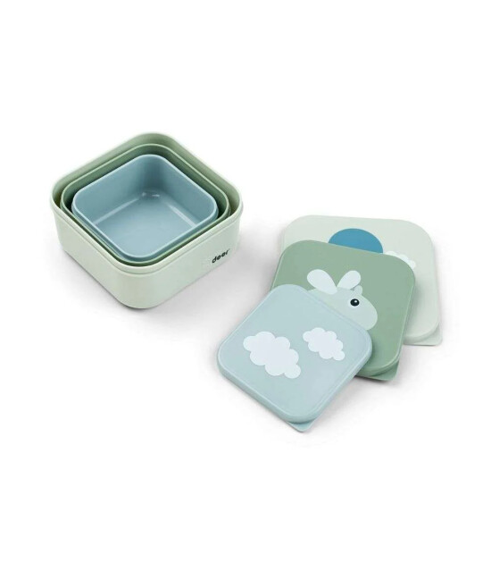 Done by Deer Atıştırma Kabı Set (3 Adet) // Happy Clouds - Yeşil