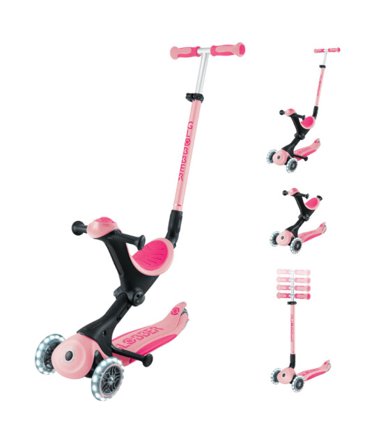 Globber Go Up Deluxe Işıklı Scooter // Pastel Pembe