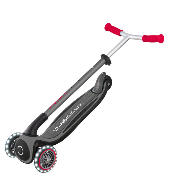 Globber Master Işıklı Katlanabilir Scooter // Kırmızı - Siyah
