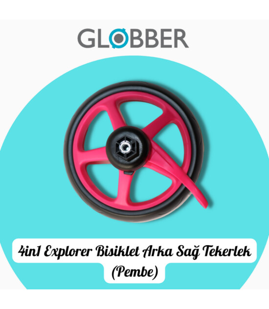 Globber 4in1 Explorer Bisiklet Yedek Parça // Arka Sağ Tekerlek (Pembe)