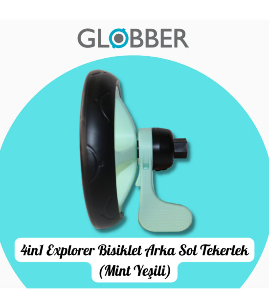 Globber 4in1 Explorer Bisiklet Yedek Par&ccedil;a // Arka Sol Tekerlek (Mint Yeşili)