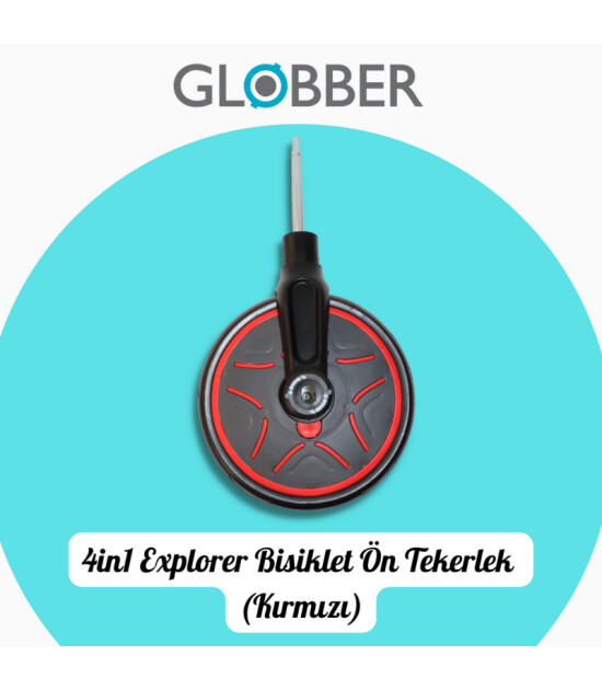 Globber 4in1 Explorer Bisiklet Yedek Parça // Ön Tekerlek (Kırmızı)