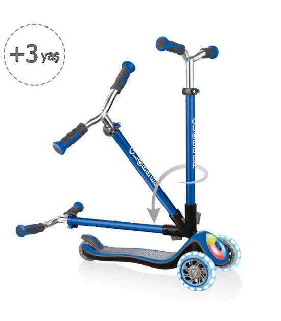 Globber Elite Deluxe Full Işıklı Scooter // Mavi