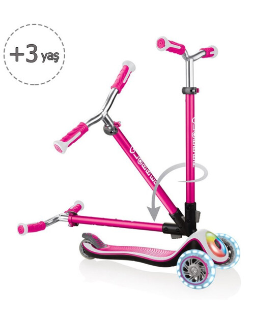 Globber Elite DeluxeFull Işıklı Scooter // Pembe